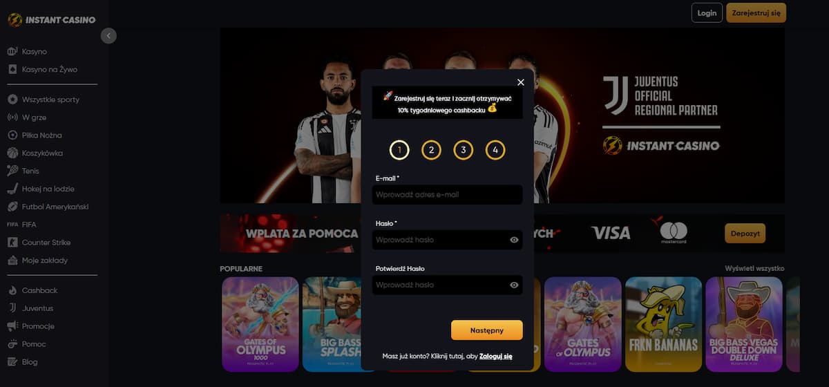 Instant Casino Załóż konto